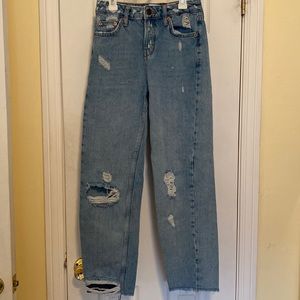BDG Urban Outfitters wide leg PAX destroyed jeans size 25 light blue denim